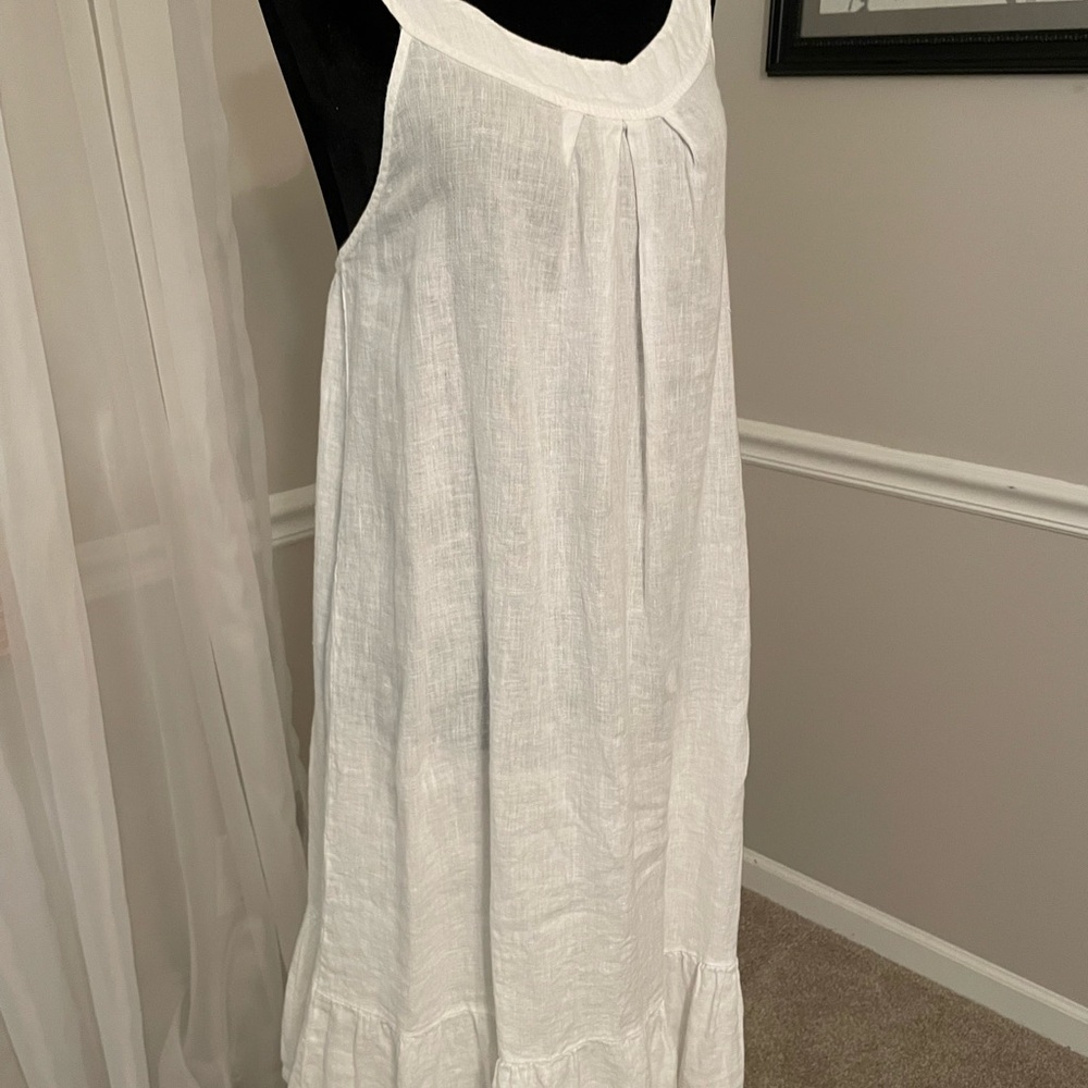 White semi sheer Linen Crochet Women's Swim Coverup